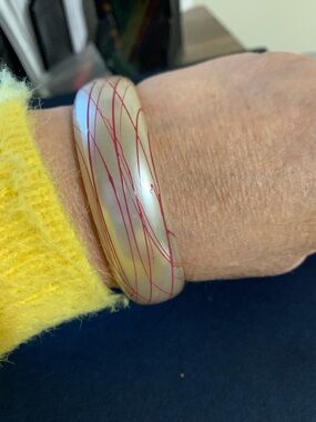 Pearlescent Bangle Bracelet with Pink Accents